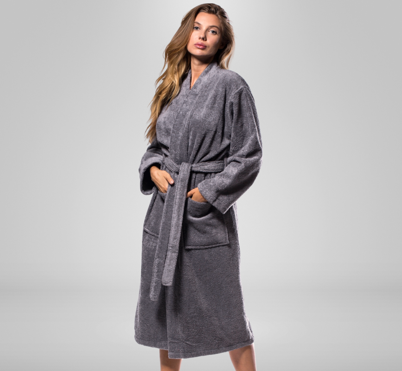Grey Heavyweight Turkish Cotton Bathrobe